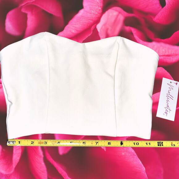 NWT XS White Strapless‎ Longline Sweetheart Crop top Blouse Princess - Picture 2 of 3